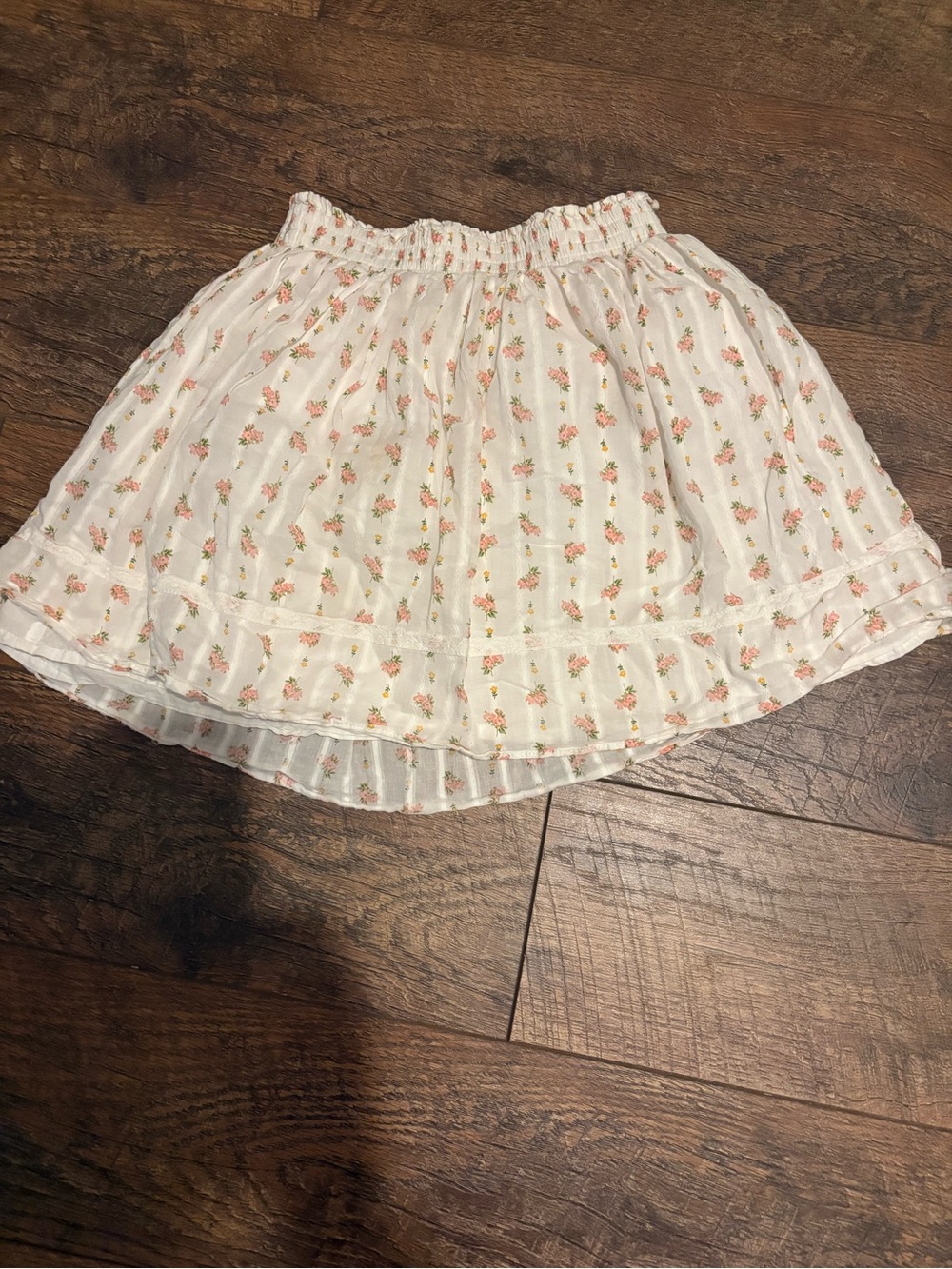 Janie and Jack White Tiered Skirt with Pink Floral Print